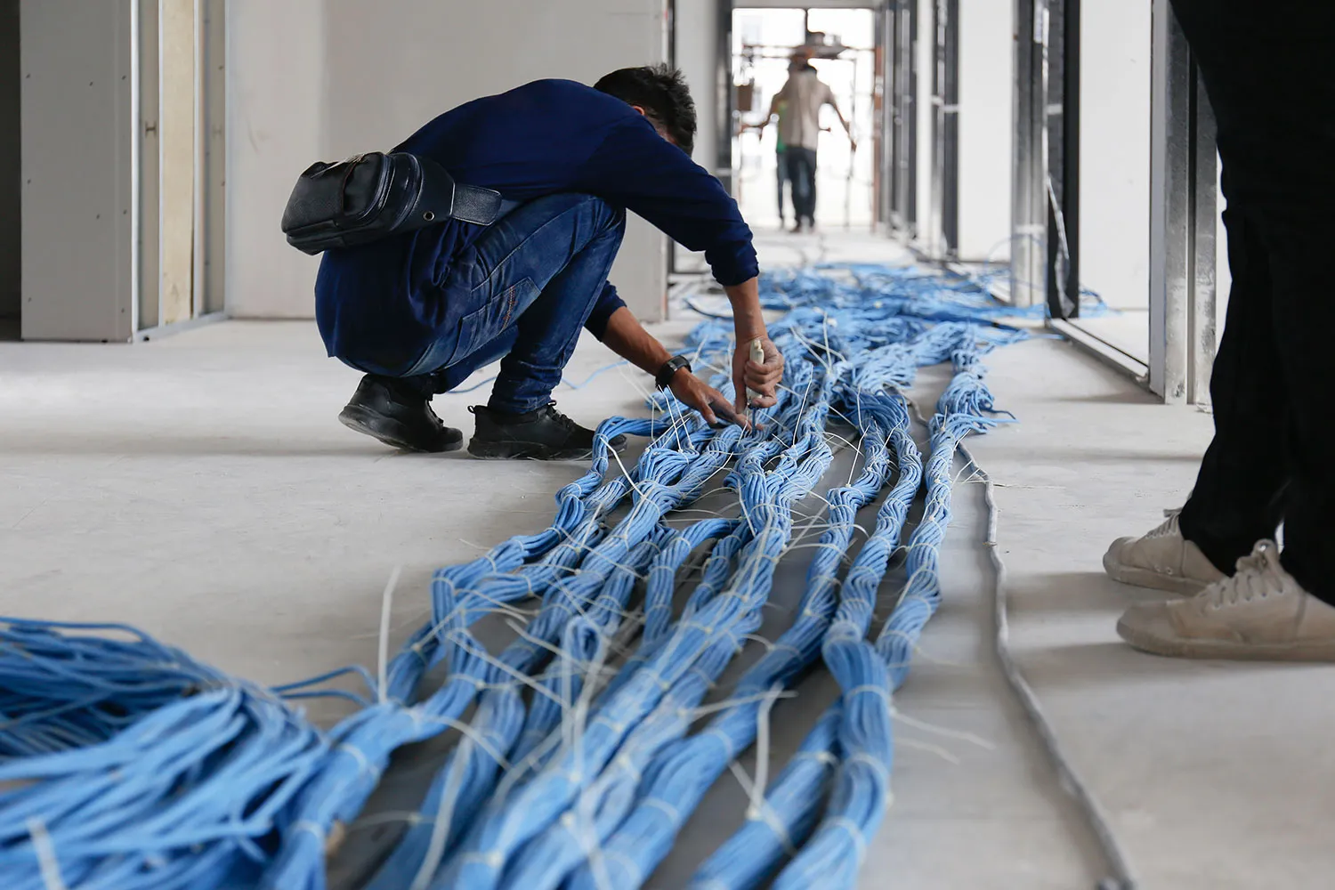 Professional network cabling installation with CAT6 cables and professional cable management Fort Worth DFW