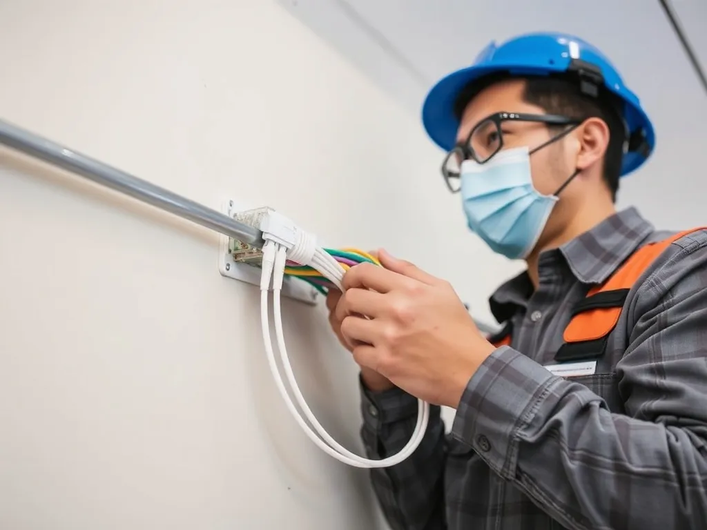 Professional network cabling with CAT6 cables and clean installation runs for security camera systems Fort Worth Dallas