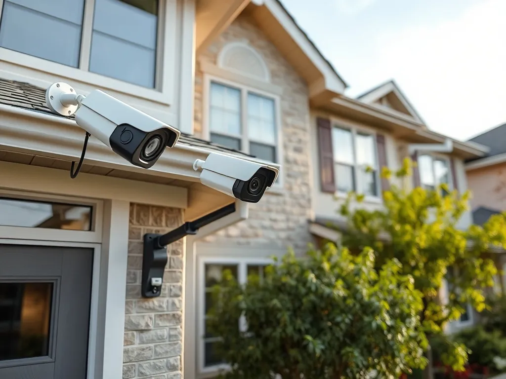 Residential home security system installation showing multiple cameras positioned at entry points